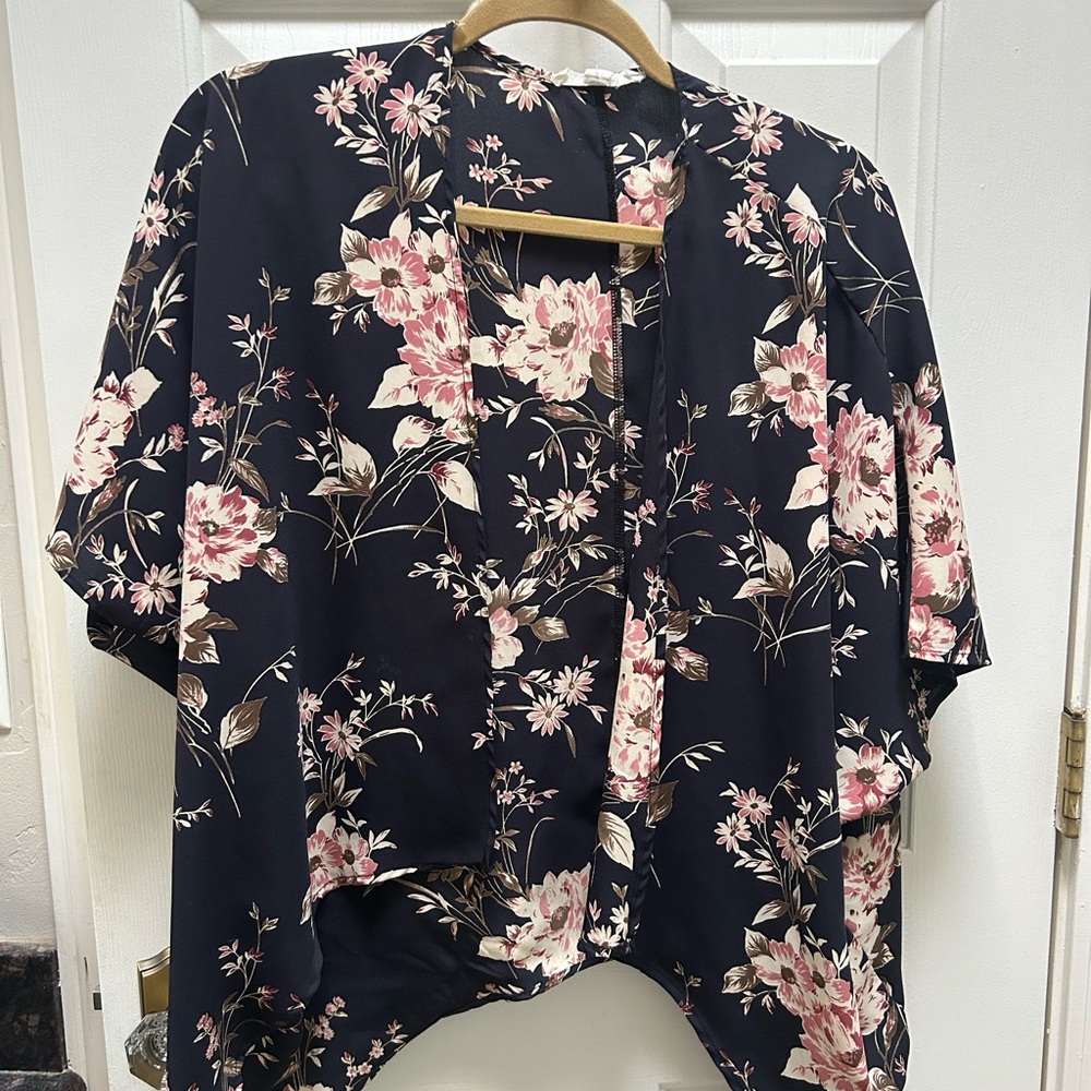 Painted Threads Black Dress with Pink Floral XS